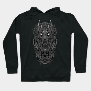 Skull red eyes 1 black and white Hoodie